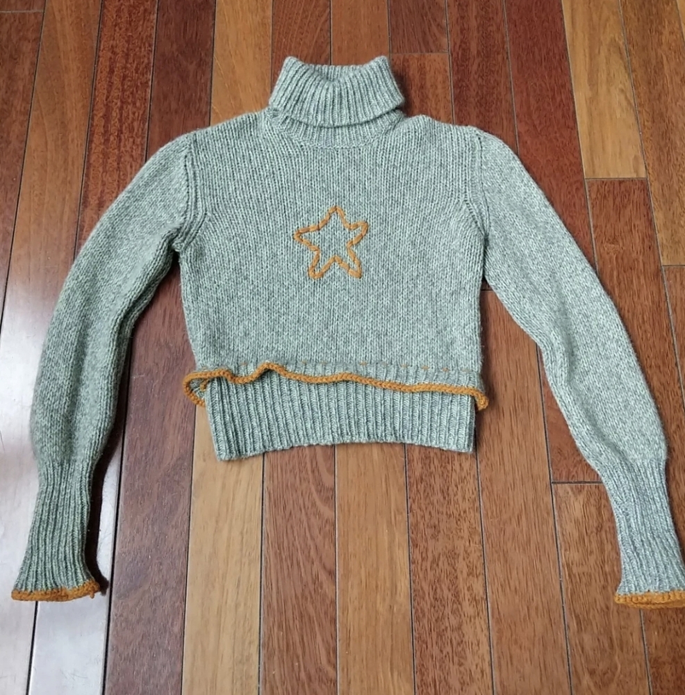 Rare! Brunello Cucinelli 100% Cashmere Knit Star Sweater Women Shrunk READ FLAW